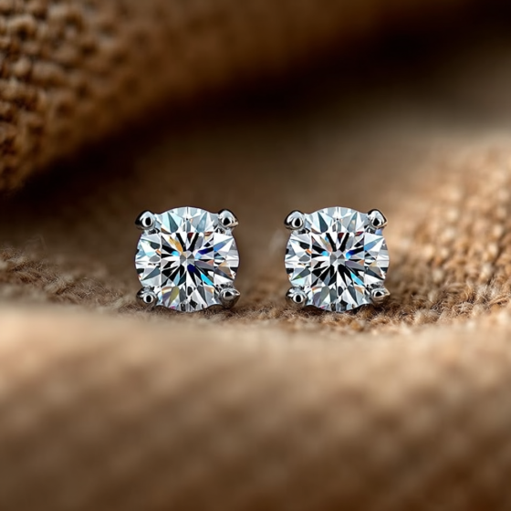 Classic Round Diamond Stud Earrings