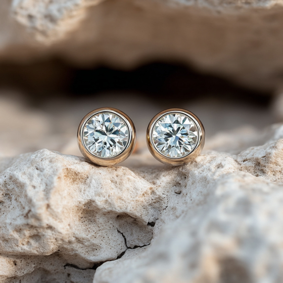 Modern Round Diamond Stud Earrings