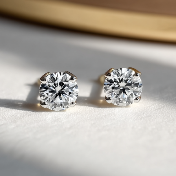 Classic Round Diamond Stud Earrings