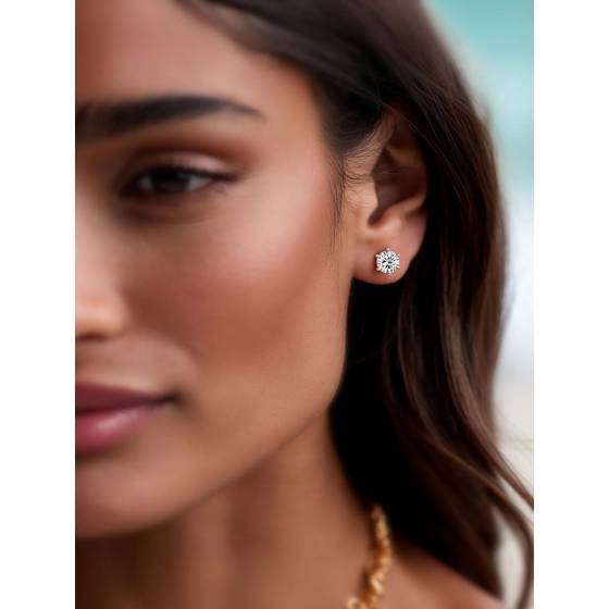 Traditional Round Diamond Stud Earrings