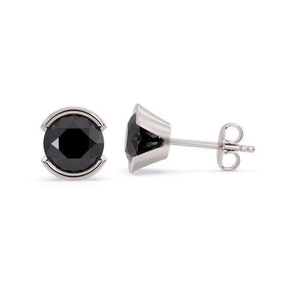 Round Black Diamond Earrings