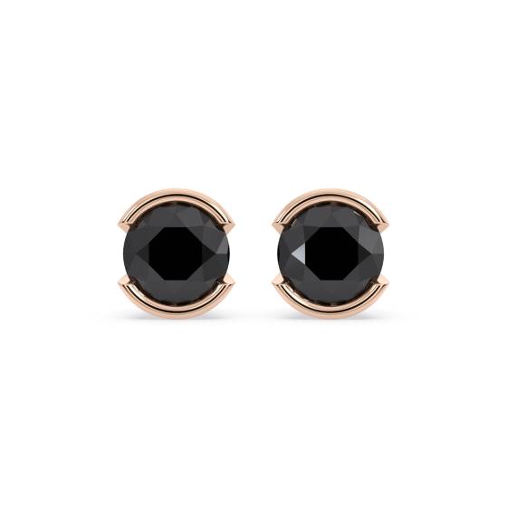 Round Black Diamond Earrings