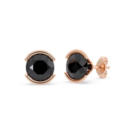 Round Black Diamond Earrings
