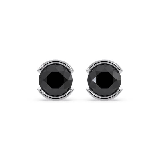 Round Black Diamond Earrings