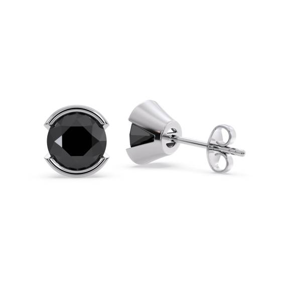 Round Black Diamond Earrings