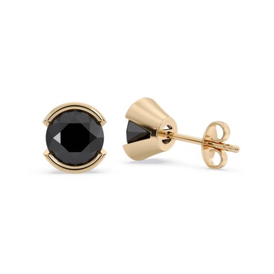 Round Black Diamond Earrings