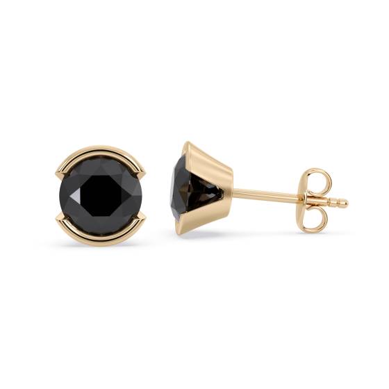 Round Black Diamond Earrings
