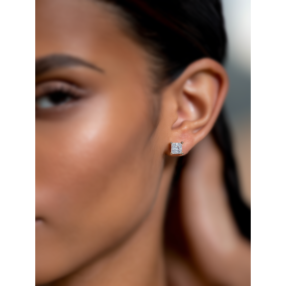 Lucida Princess Cut Diamond Earrings