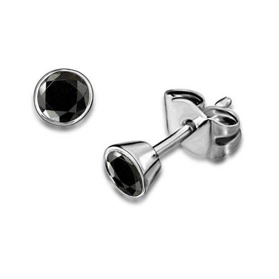 Round Black Diamond Earrings
