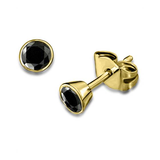 Round Black Diamond Earrings