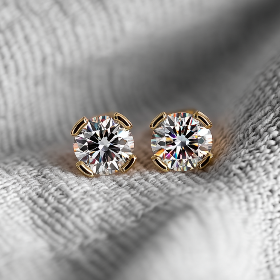 Traditional Round Diamond Stud Earrings