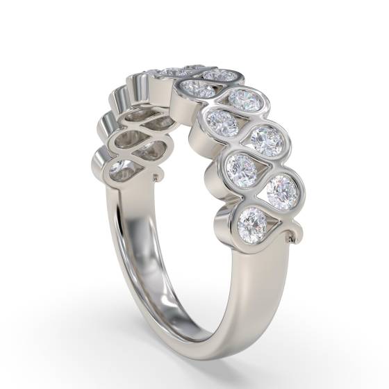 Two Row Round Diamond Bezel Set Eternity Ring