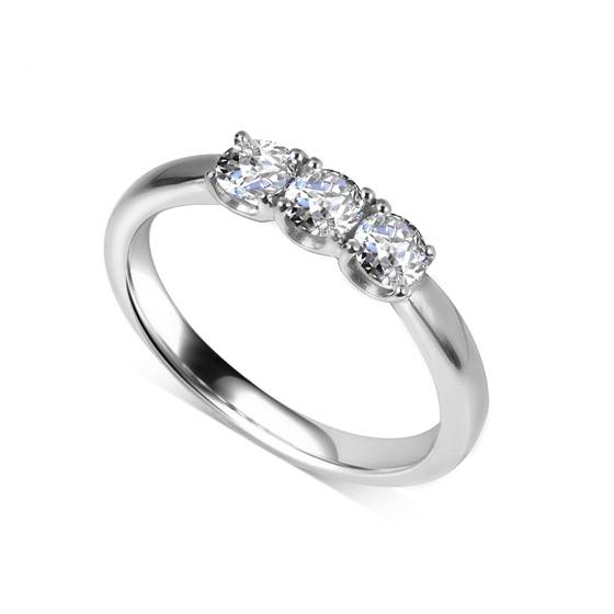 0.51ct VS/E-F Round Natural Diamond Trilogy Ring