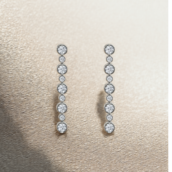 Elegant Round Diamond Drop Earrings