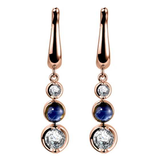 Blue Sapphire and Diamond Drop Earrings