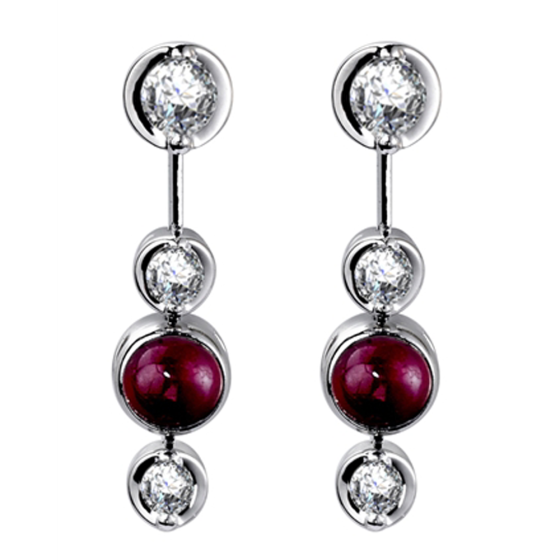 Ruby and Diamond Bezel Set Earrings