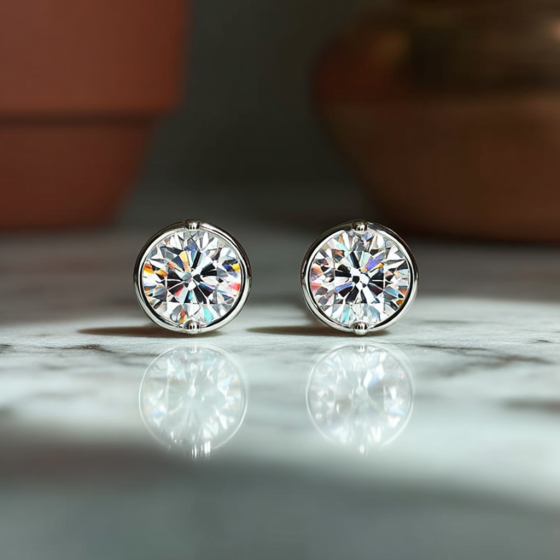 Petite Round Diamond Stud Earrings