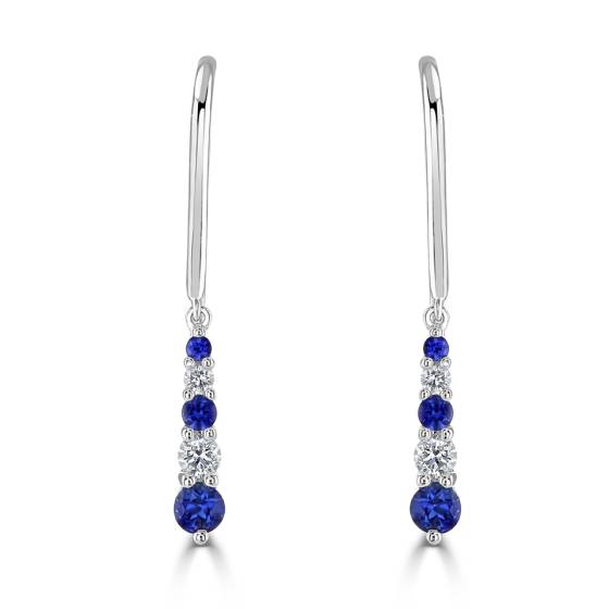 0.60ct Blue Sapphire Tiara Drop Earrings