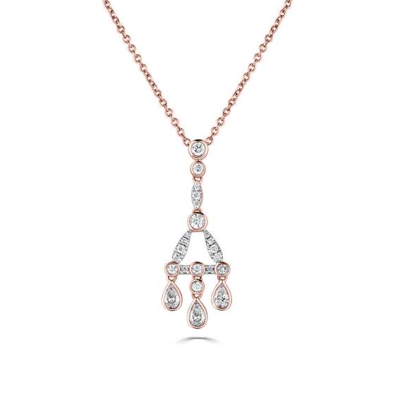 Pear and Round Droplet Pendant and Chain