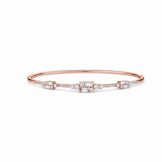 Round & Baguette Diamond Reflection Bangle