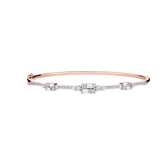 Round & Baguette Diamond Reflection Bangle