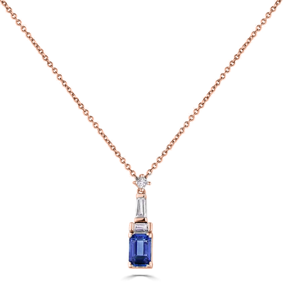 090ct Diamond and Blue Sapphire Art Deco Necklace