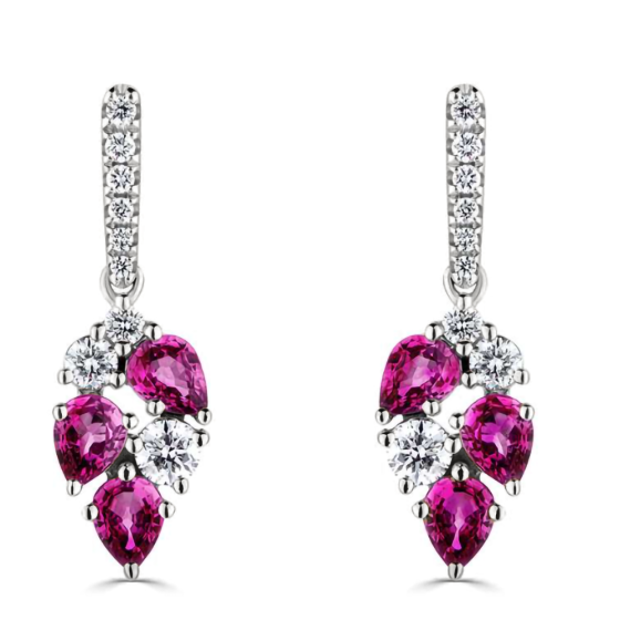 160ct Diamond and Ruby Scatter Pear Drop Earrings