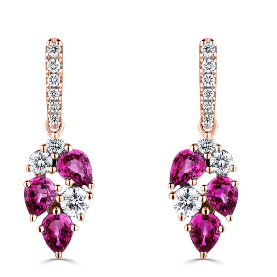 160ct Diamond and Ruby Scatter Pear Drop Earrings