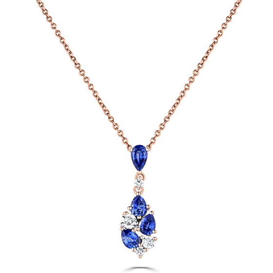 110ct Diamond and Blue Sapphire Scatter Pear Necklace