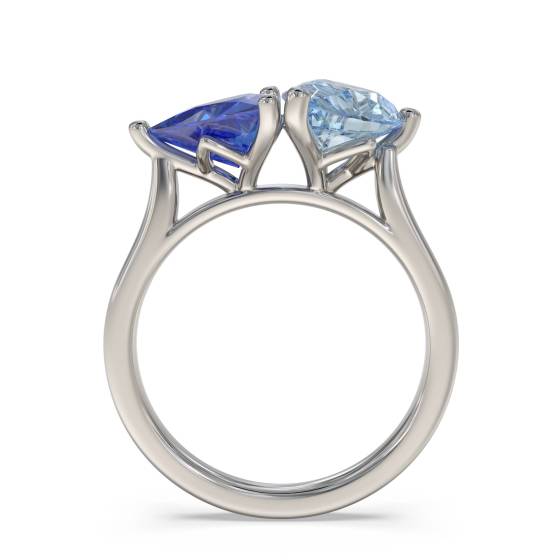1.70ct Aquamarine and Tanzanite Tonal Blue Pear Ring