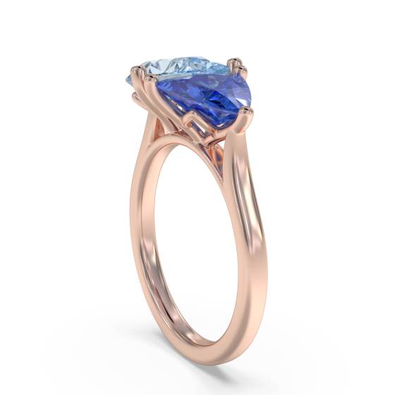 1.70ct Aquamarine and Tanzanite Tonal Blue Pear Ring
