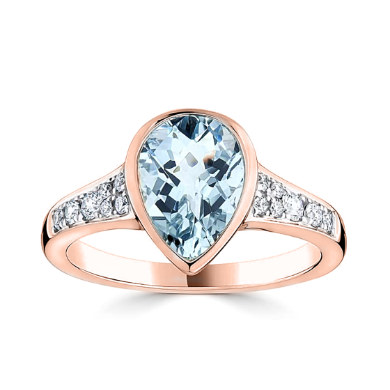 1.90ct Pear Cut Aquamarine Gemstone Ring