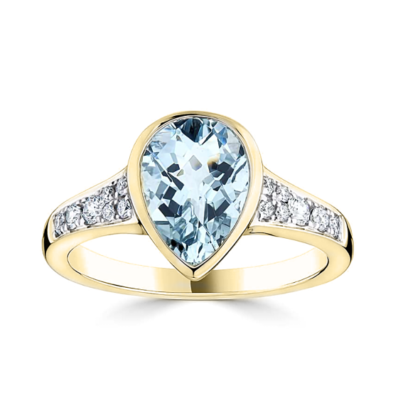 1.90ct Pear Cut Aquamarine Gemstone Ring