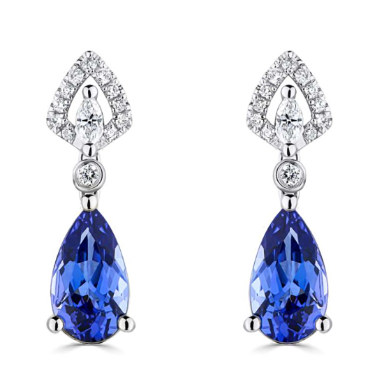 1.10ct Tanzanite Pear Drop Earrings