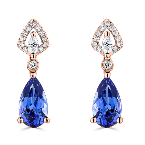 1.10ct Tanzanite Pear Drop Earrings