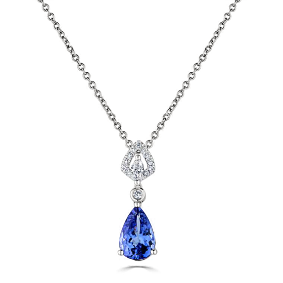 1.75ct Tanzanite Pear Drop Necklace
