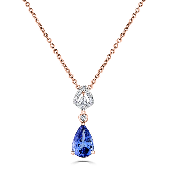 1.75ct Tanzanite Pear Drop Necklace