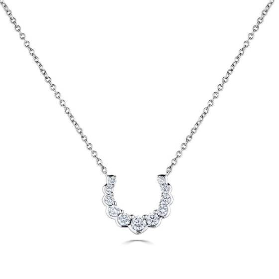 Round Diamond Set Horseshoe Necklace