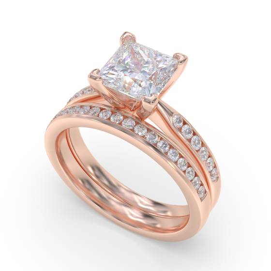 Princess & Round Diamond Engagement Ring