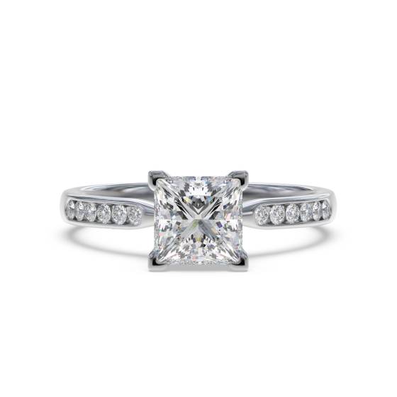 Princess & Round Diamond Engagement Ring
