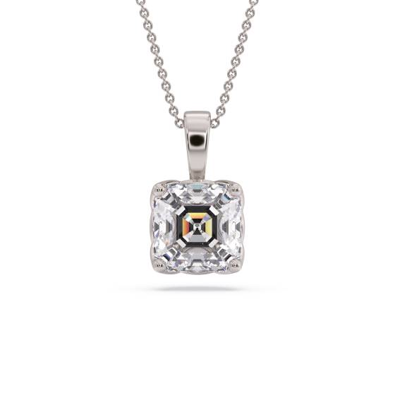 Asscher Diamond Solitaire Pendant
