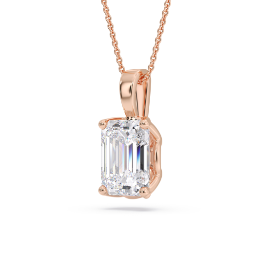 Emerald Diamond Solitaire Pendant