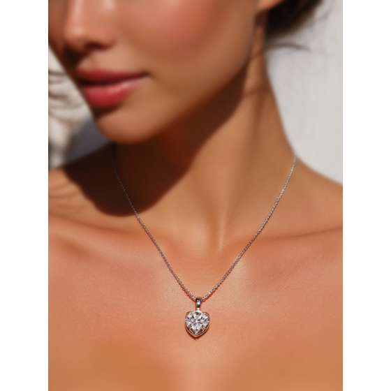 Heart Diamond Solitaire Pendant
