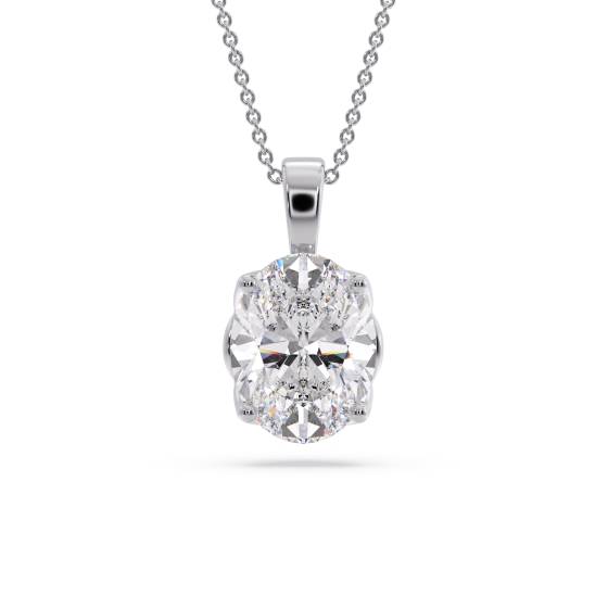 Oval Diamond Solitaire Pendant