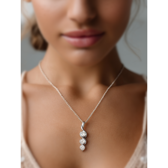 Modern Round Diamond Trilogy Pendant