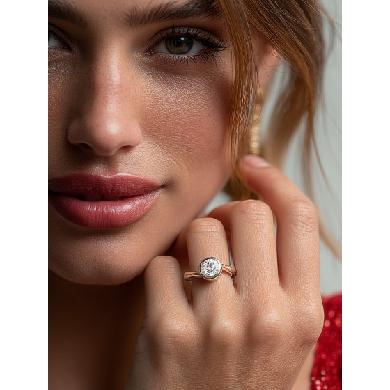 Round Diamond Bezel Set Engagement Ring