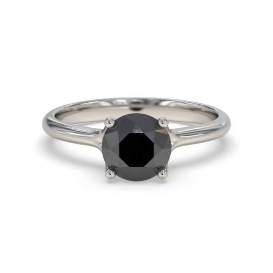 Round Black Diamond Solitaire Ring