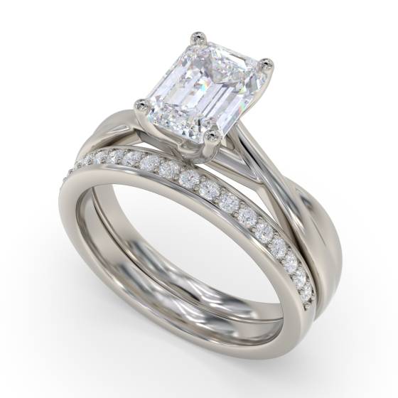 Emerald Diamond Infinity Twist Engagement Ring