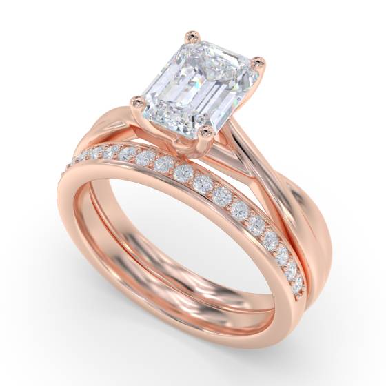 Emerald Diamond Infinity Twist Engagement Ring