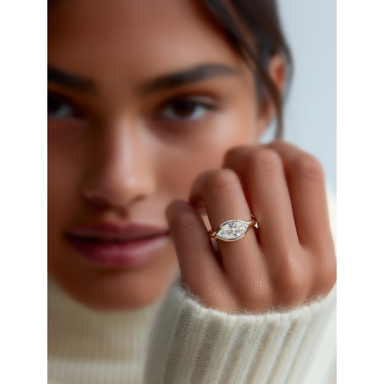 Marquise Diamond Bezel Set Engagement Ring